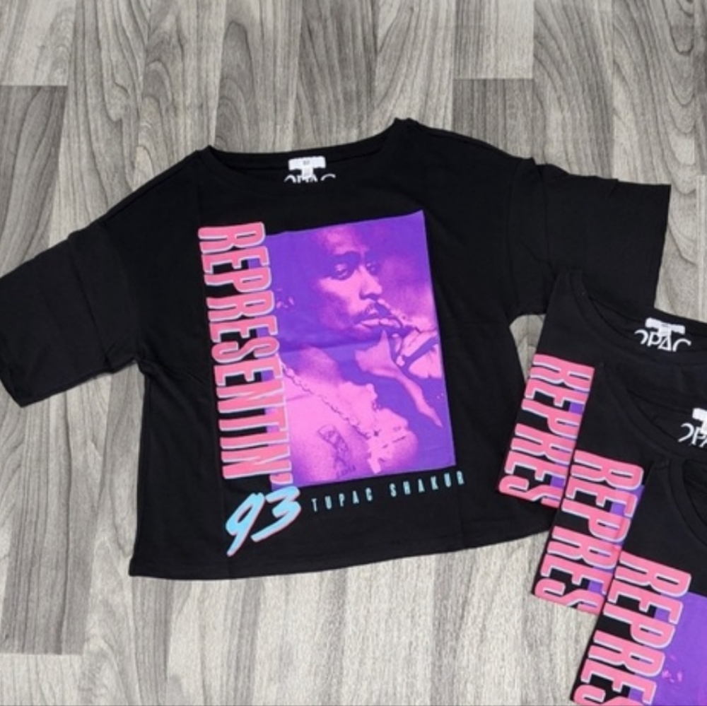 NWT 2PAC Black/Pink 93 Vintage Band Tee size Small /Oversized fit